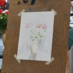 Aquarellmalerei: Blumenstrauß mit vielen weißen Flächen