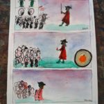 Comiczeichnung mit Aquarellfarbe